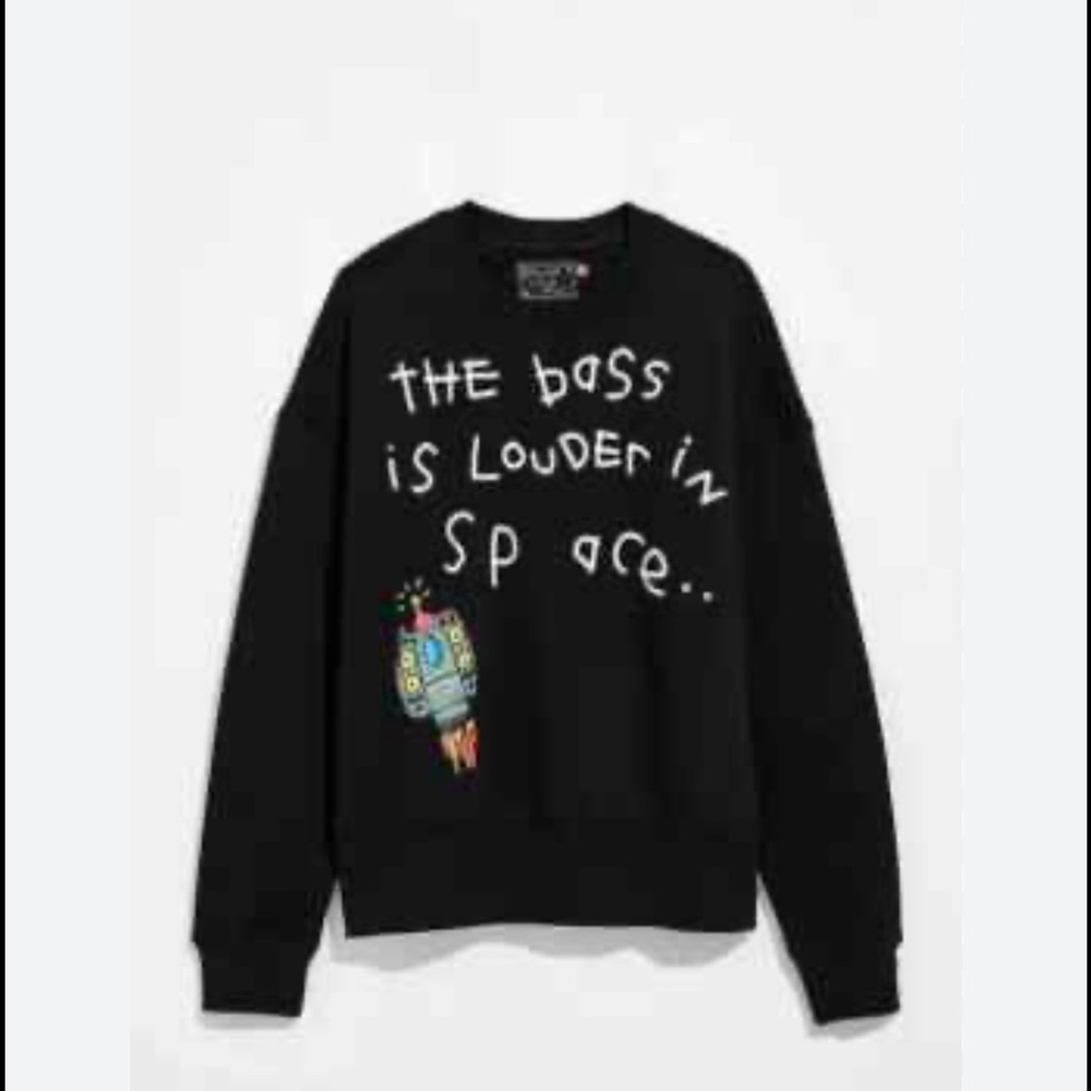 Rolling loud by b2ss Black Crewneck Sweater with Space Graphic design Sz xl